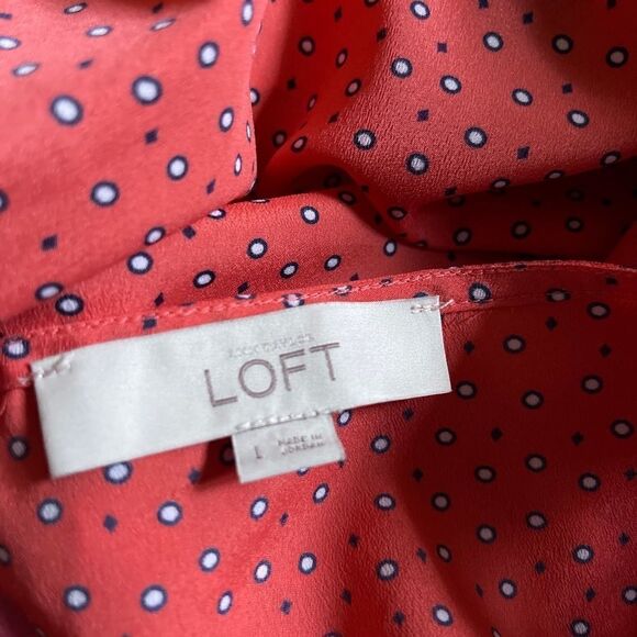 LOFT Coral Purple Print Sleeveless Blouse Size L - Picture 7 of 7